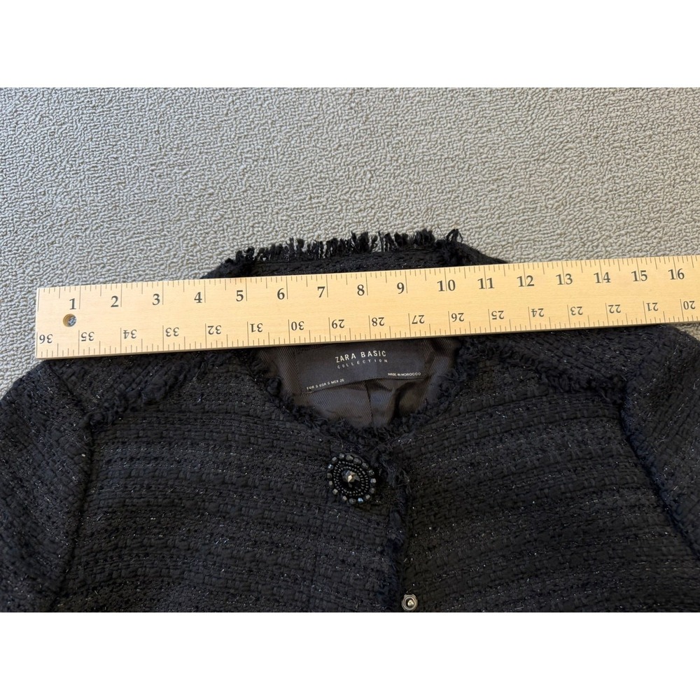 Zara Basic Collection Women's Size Small Black Tweed Jacket - Picture 4 of 12